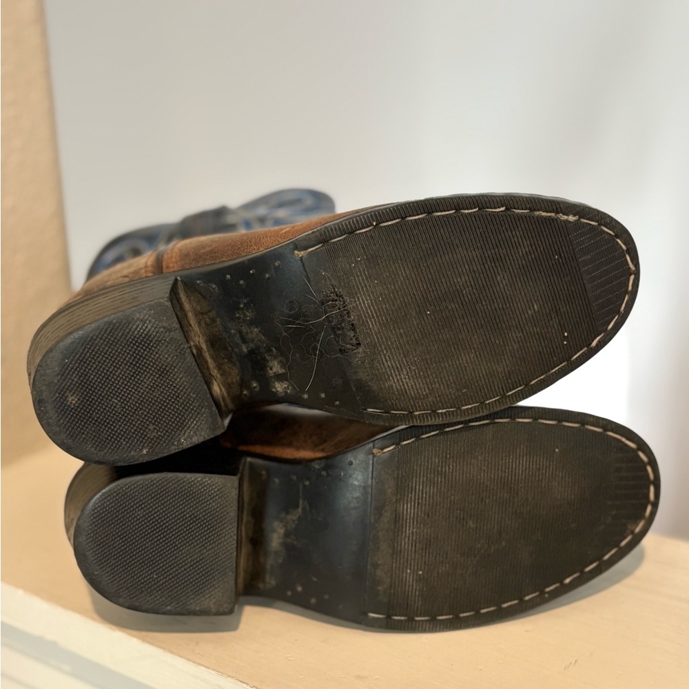 Cody James Brown Blue Leather Cowboy Boots Youth Size 1Y - Picture 8 of 9